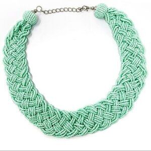 Turquoise Thick Braid Beaded Necklace